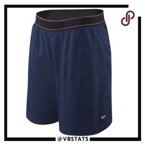 Saxx Men's Legend 2N1 Ballpark Pouch Pull On Athletic Shorts Navy Blue Sz Large